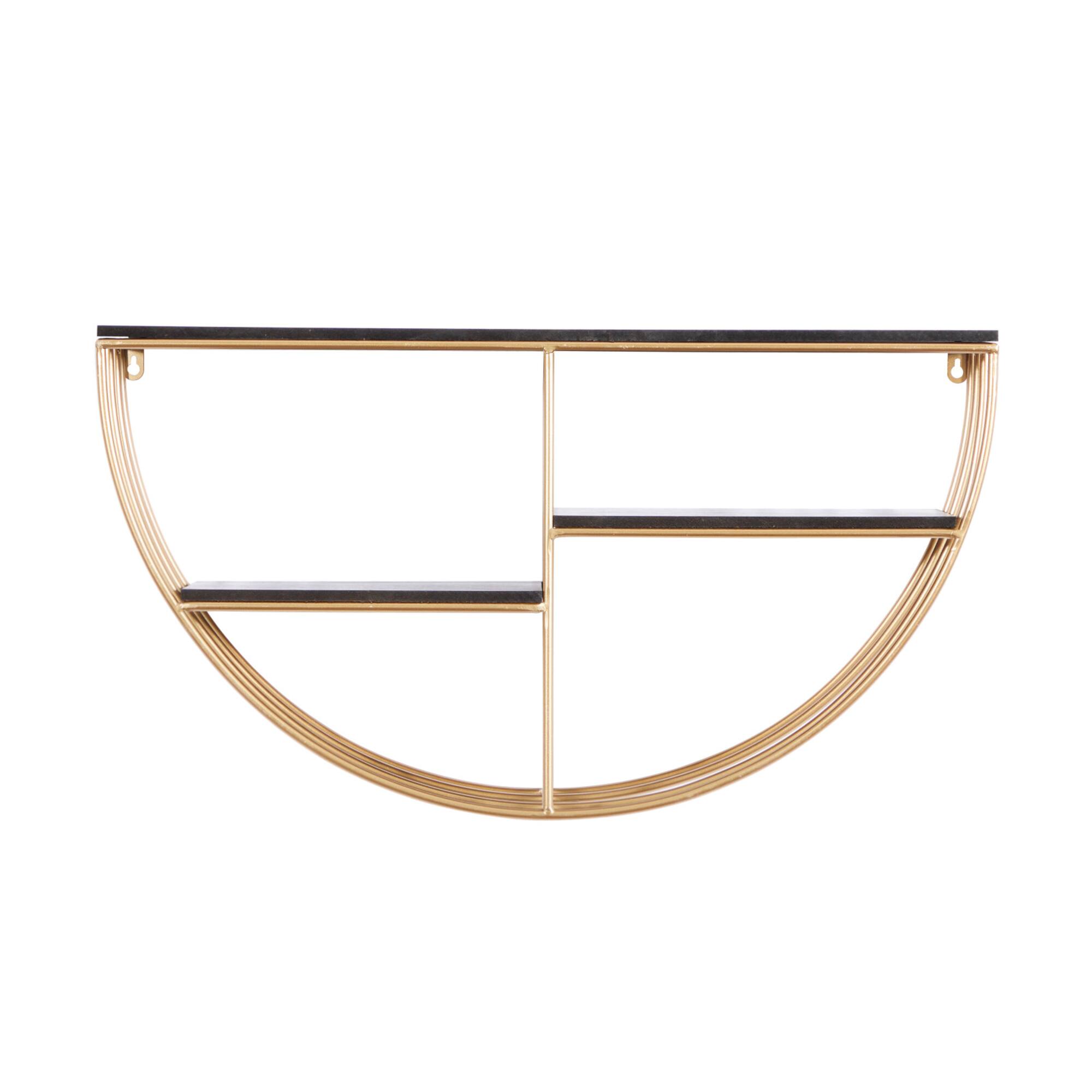 28" Gold Wood Contemporary Wall Shelf